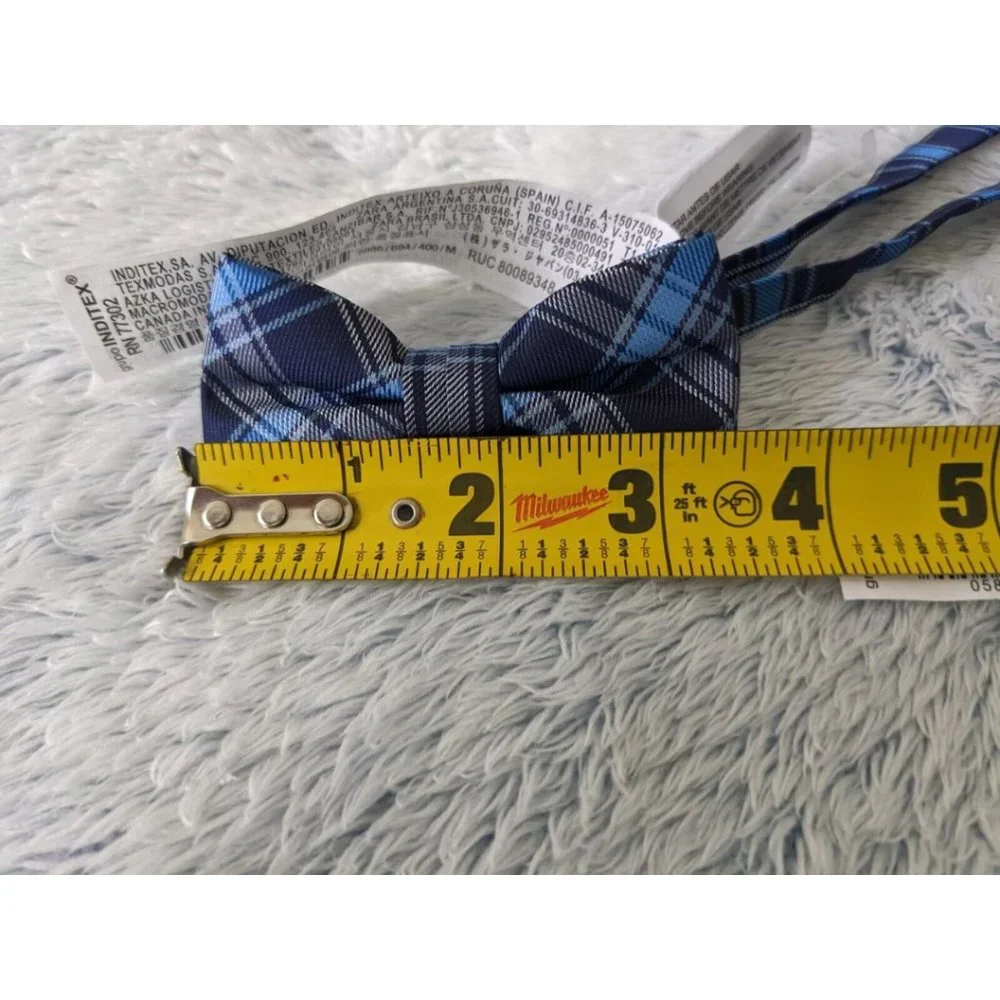 2 Zara Boy Accessories Bundle Dressy Jacquard Slim Red Tie + Plaid Bow Tie NEW